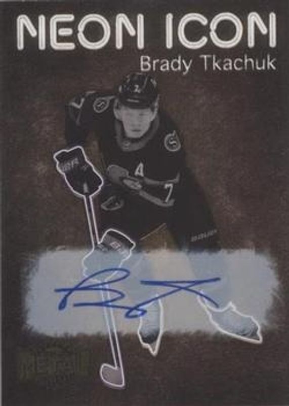 Brady Tkachuk 2021 Metal Universe #NI-15 Neon Icon Autographs RAW