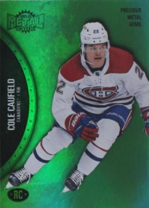 Cole Caufield 2021 Metal Universe #200 Precious Metal Gems Green /100 Rookie RAW
