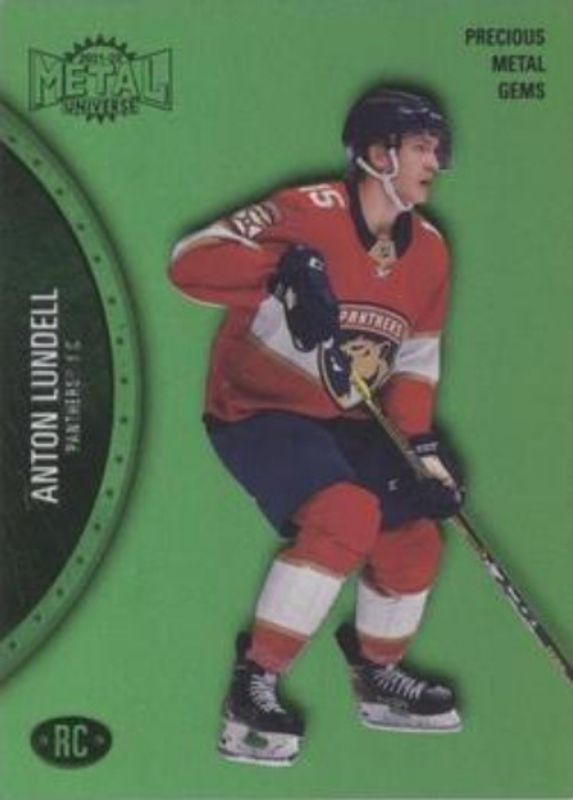 Anton Lundell 2021 Metal Universe #187 Precious Metal Gems Green /100 Rookie RAW