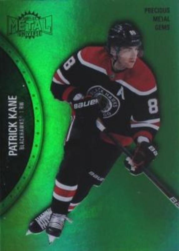 Patrick Kane 2021 Metal Universe #135 Precious Metal Gems Green /100 RAW