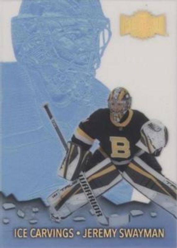 Jeremy Swayman 2021 Metal Universe #IC-23 Ice Carvings Spectrum /25 Rookie RAW