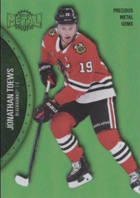 Jonathan Toews 2021 Metal Universe #71 Precious Metal Gems Green /100 RAW