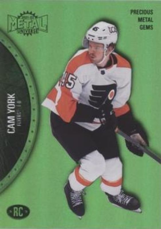 Cam York 2021 Metal Universe #182 Precious Metal Gems Green /100 Rookie RAW
