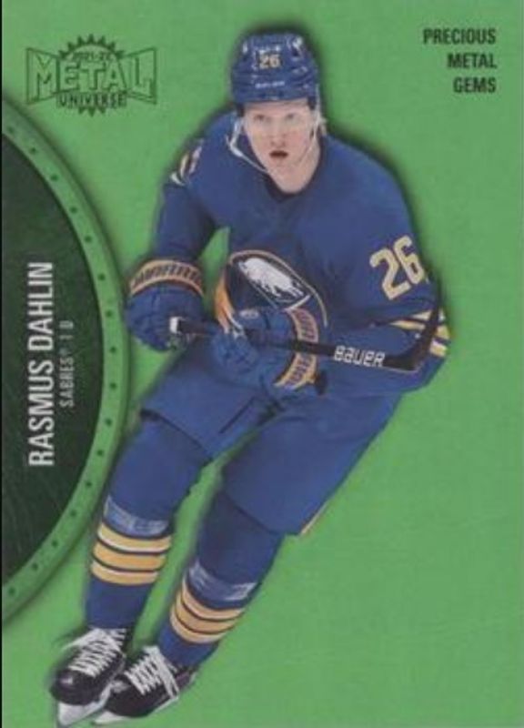 Rasmus Dahlin 2021 Metal Universe #38 Precious Metal Gems Green /100 RAW