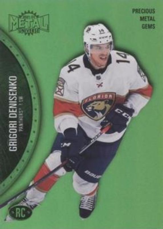 Grigori Denisenko 2021 Metal Universe #153 Precious Metal Gems Green /100 Rookie RAW