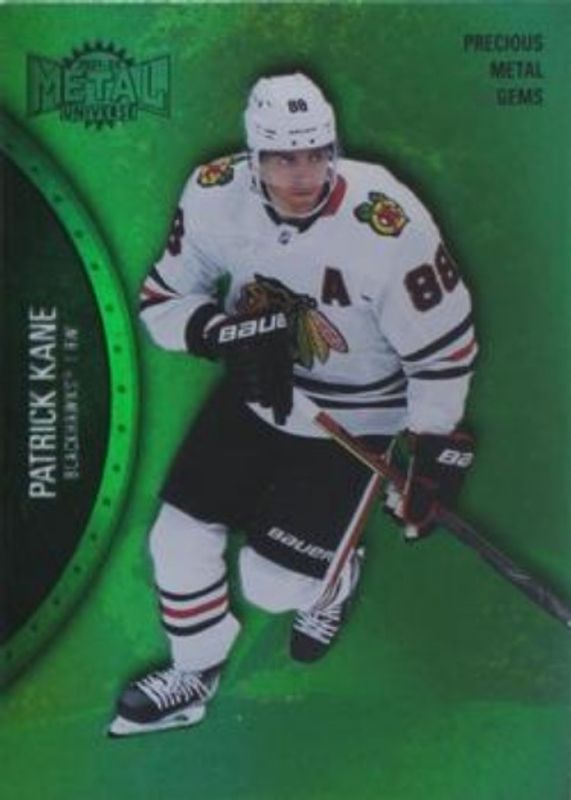 Patrick Kane 2021 Metal Universe #10 Precious Metal Gems Green /100 RAW