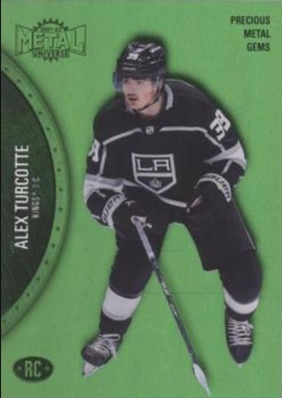 Alex Turcotte 2021 Metal Universe #192 Precious Metal Gems Green /100 Rookie RAW