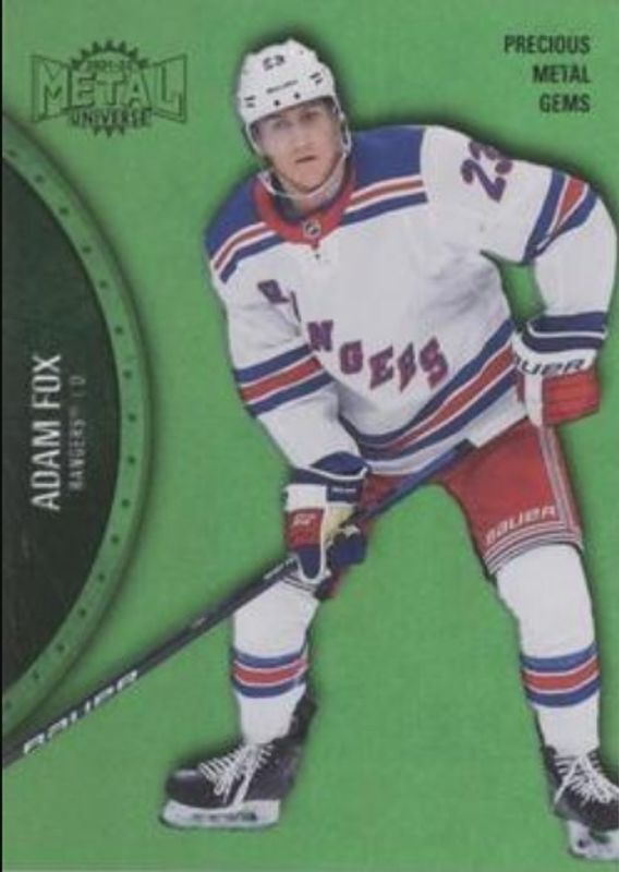 Adam Fox 2021 Metal Universe #35 Precious Metal Gems Green /100 RAW