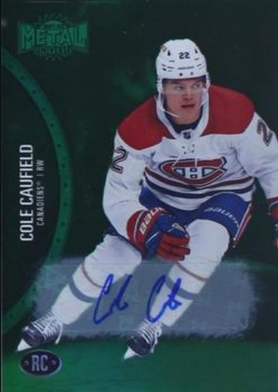Cole Caufield 2021 Metal Universe #200 Autographs Green /10 Rookie RAW