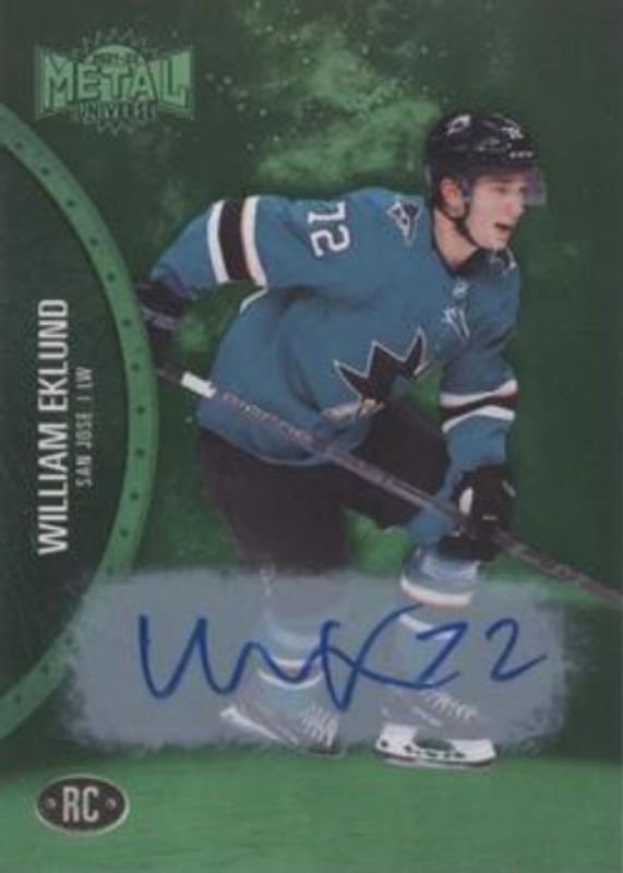 William Eklund 2021 Metal Universe #165 Autographs Green /10 Rookie RAW