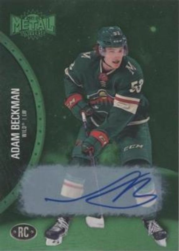 Adam Beckman 2021 Metal Universe #176 Autographs Green /10 Rookie RAW