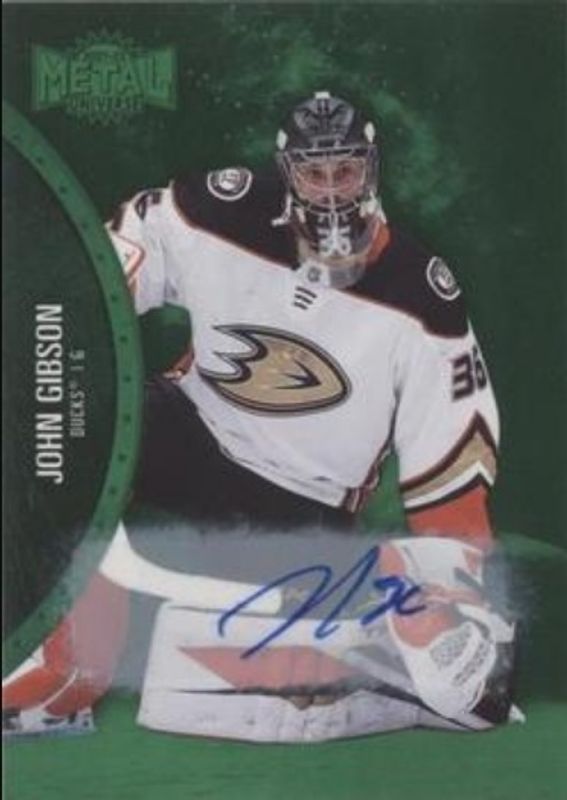 John Gibson 2021 Metal Universe #4 Autographs Green /10 RAW