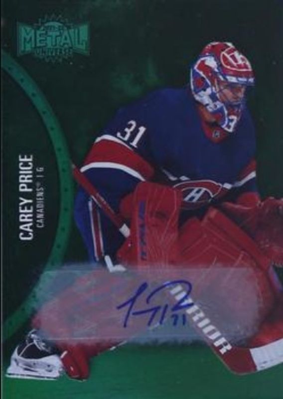 Carey Price 2021 Metal Universe #145 Autographs Green /10 RAW