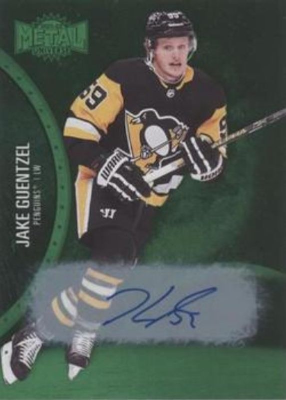 Jake Guentzel 2021 Metal Universe #74 Autographs Green /10 RAW