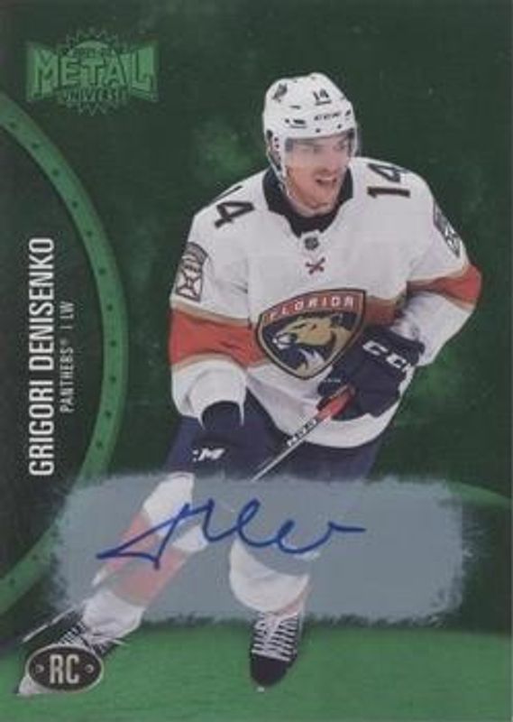 Grigori Denisenko 2021 Metal Universe #153 Autographs Green /10 Rookie RAW