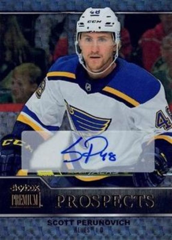 Scott Perunovich 2021 Metal Universe #PP-19 Skybox Premium Prospects Autographs Sapphire Rookie RAW