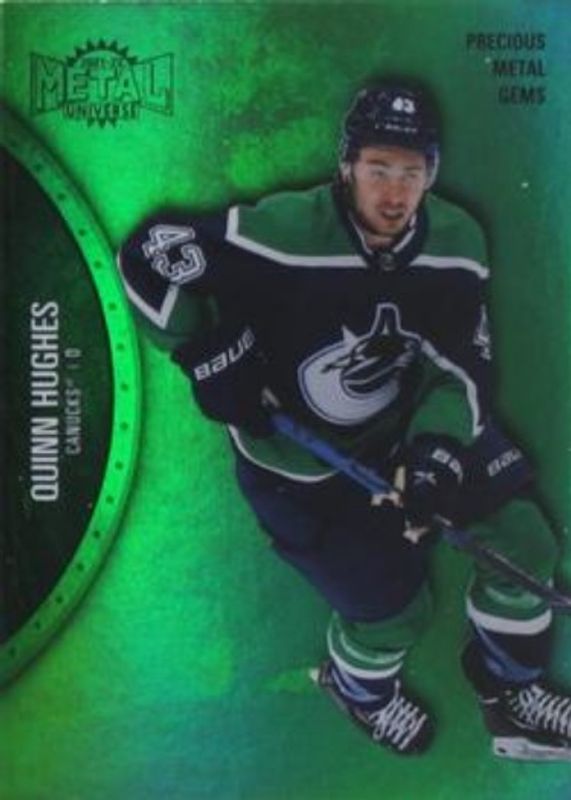 Quinn Hughes 2021 Metal Universe #111 Precious Metal Gems Green /100 RAW
