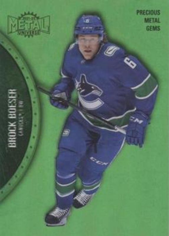 Brock Boeser 2021 Metal Universe #53 Precious Metal Gems Green /100 RAW