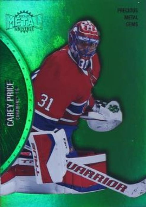 Carey Price 2021 Metal Universe #60 Precious Metal Gems Green /100 RAW
