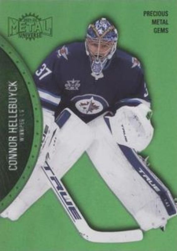 Connor Hellebuyck 2021 Metal Universe #85 Precious Metal Gems Green /100 RAW