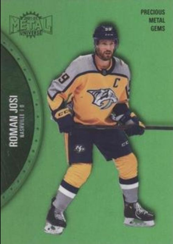 Roman Josi 2021 Metal Universe #129 Precious Metal Gems Green /100 RAW