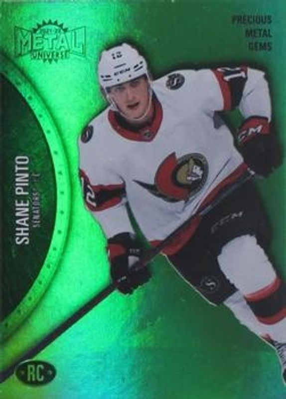 Shane Pinto 2021 Metal Universe #157 Precious Metal Gems Green /100 Rookie RAW