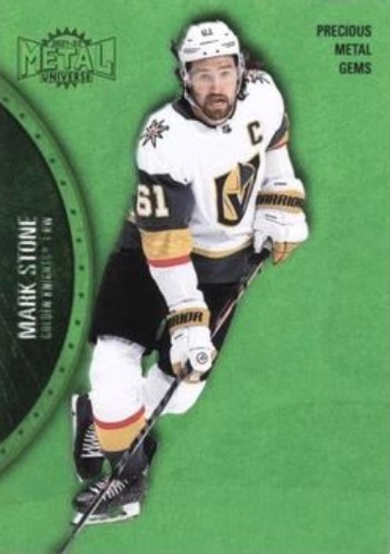 Mark Stone 2021 Metal Universe #80 Precious Metal Gems Green /100 RAW