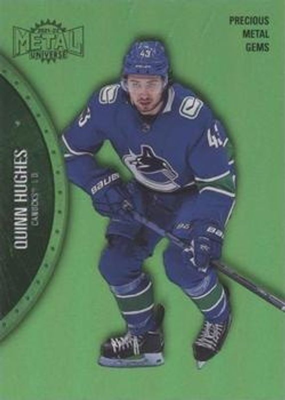 Quinn Hughes 2021 Metal Universe #49 Precious Metal Gems Green /100 RAW
