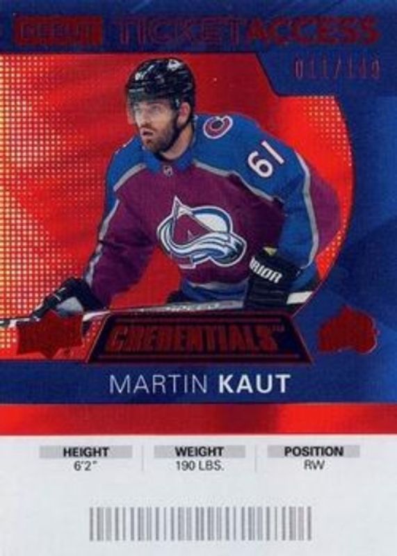Martin Kaut 2021 Upper Deck Credentials #105 2020 Debut Ticket Access - Orange /149 RAW