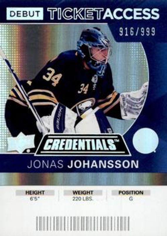 2021 Upper Deck Credentials #88 2020 Debut Ticket Access /999