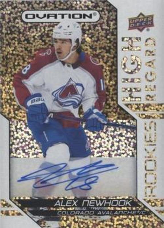 Alex Newhook 2021 Upper Deck Ovation #HRR-25 High Regard Rookies Autographs RAW