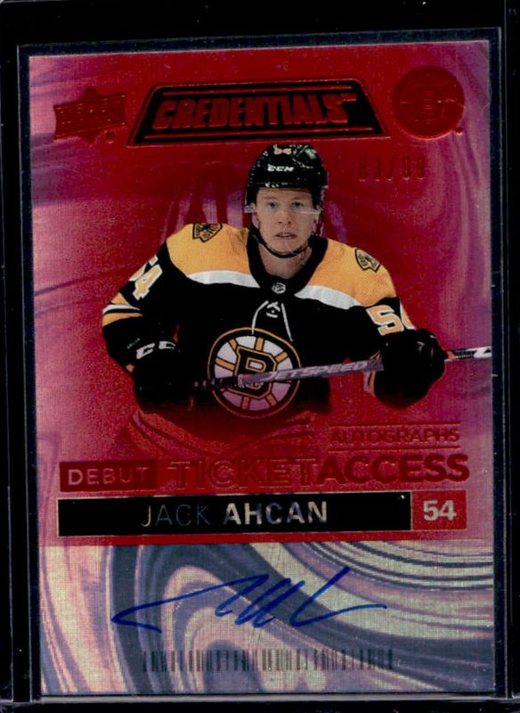 Jack Ahcan 2021 Upper Deck Credentials #DTAA-JA Debut Ticket Access Autographs - Red /99 Rookie RAW