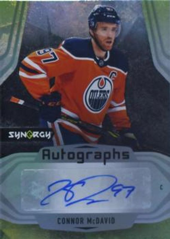 Connor McDavid 2021 Upper Deck Synergy #A-MC Autographs Mystery Black Achievements RAW