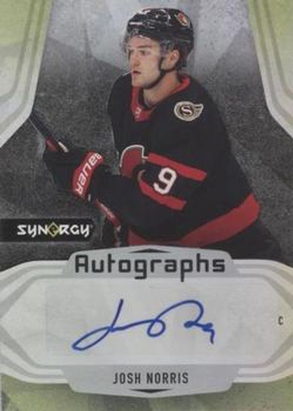 Josh Norris 2021 Upper Deck Synergy #A-JN Autographs Mystery Black Achievements RAW