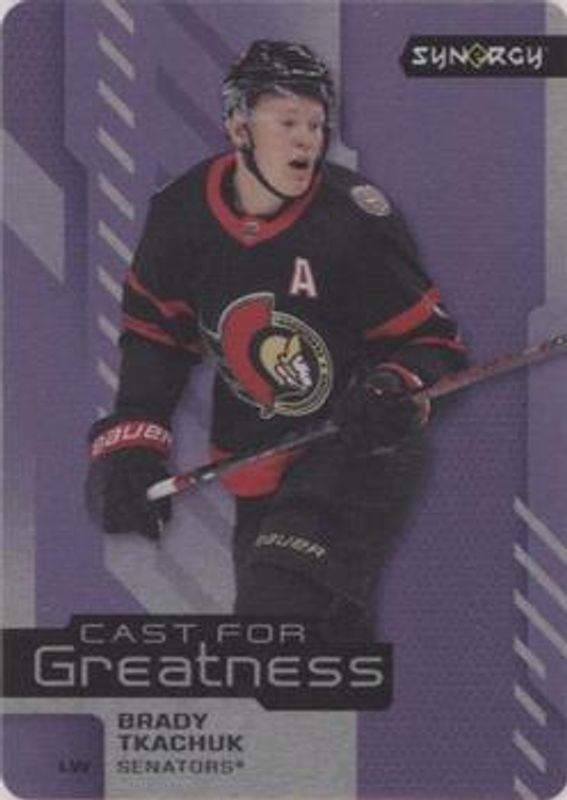 Brady Tkachuk 2021 Upper Deck Synergy #CG-23 Cast For Greatness - Purple RAW