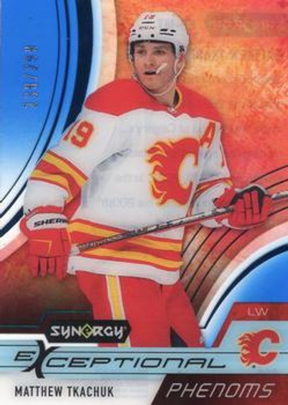 Matthew Tkachuk 2021 Upper Deck Synergy #EP-MT Exceptional Phenoms - Blue /299 RAW