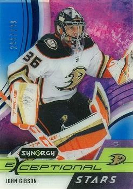 John Gibson 2021 Upper Deck Synergy #ES-JG Exceptional Stars - Blue /299 RAW