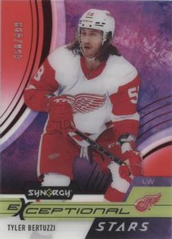 Tyler Bertuzzi 2021 Upper Deck Synergy #ES-TB Exceptional Stars - Red /499 RAW