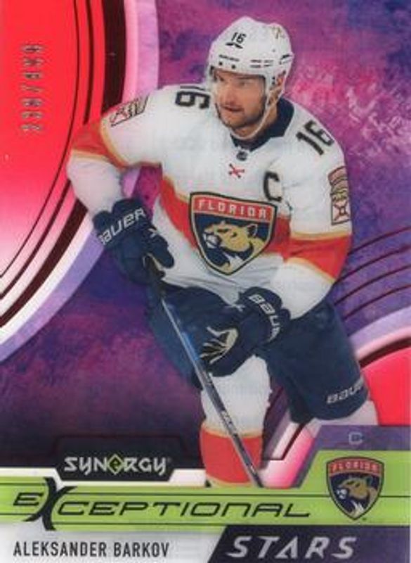 Aleksander Barkov 2021 Upper Deck Synergy #ES-AB Exceptional Stars - Red /499 RAW
