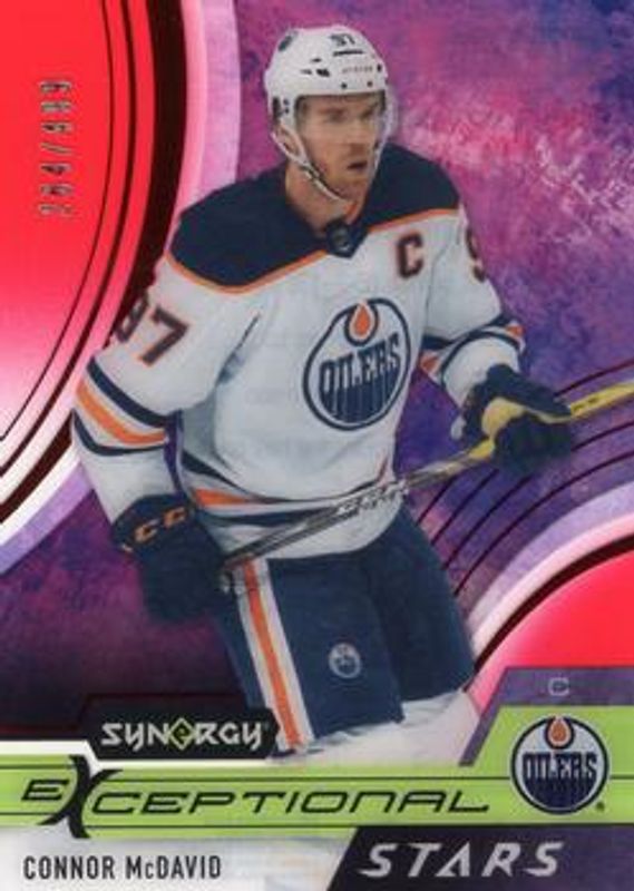 Connor McDavid 2021 Upper Deck Synergy #ES-CM Exceptional Stars - Red /499 RAW