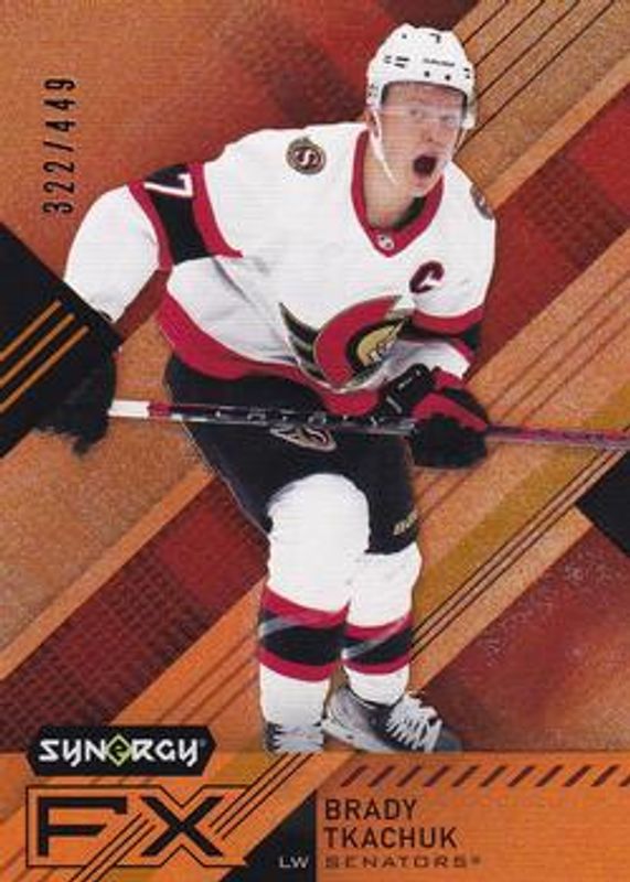 Brady Tkachuk 2021 Upper Deck Synergy #FX-BT Synergy FX - Orange /449 RAW
