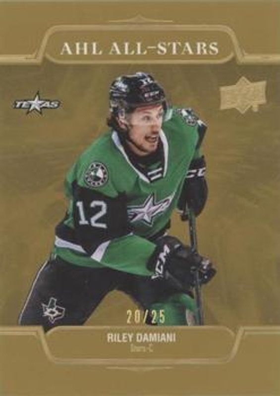 Riley Damiani 2021 Upper Deck AHL #AS-23 AHL All Stars - Gold /25 Rookie RAW