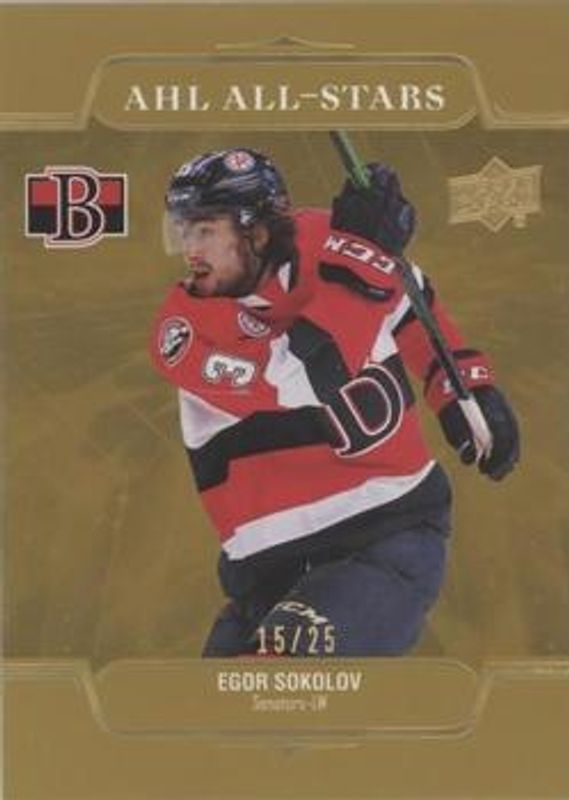 Egor Sokolov 2021 Upper Deck AHL #AS-17 AHL All Stars - Gold /25 Rookie RAW