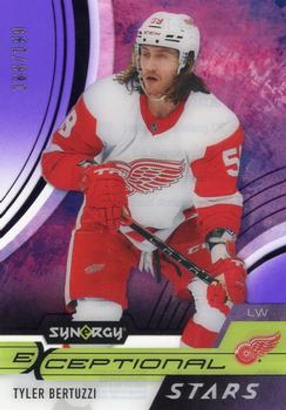 Tyler Bertuzzi 2021 Upper Deck Synergy #ES-TB Exceptional Stars - Purple /199 RAW
