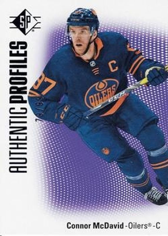 Connor McDavid 2021 SP #AP-20 Authentic Profiles - Purple /99 RAW