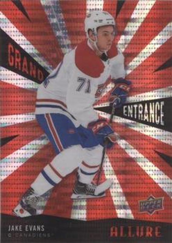 Jake Evans 2020 Upper Deck Allure #GE-8 Grand Entrance - Red Rookie RAW