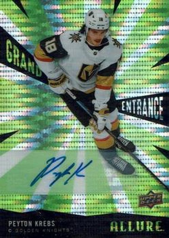 Peyton Krebs 2020 Upper Deck Allure #GE-21 Grand Entrance Green Autographs Rookie RAW