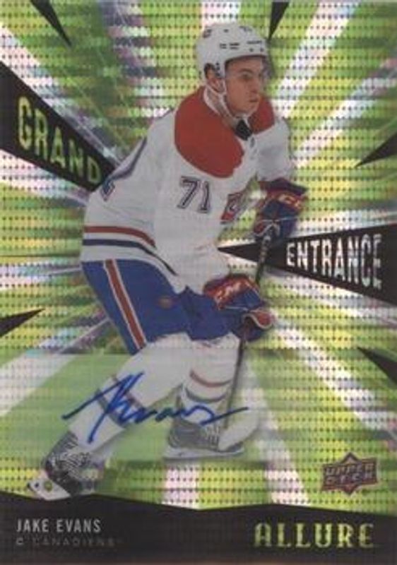 Jake Evans 2020 Upper Deck Allure #GE-8 Grand Entrance Green Autographs Rookie RAW