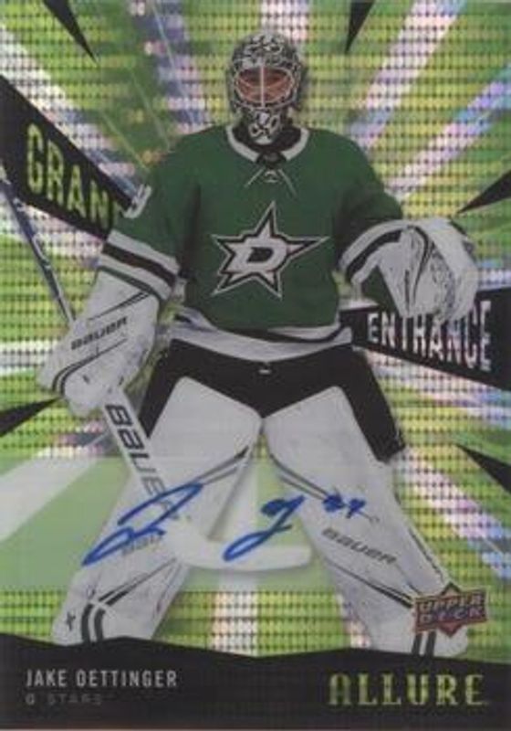 Jake Oettinger 2020 Upper Deck Allure #GE-22 Grand Entrance Green Autographs Rookie RAW