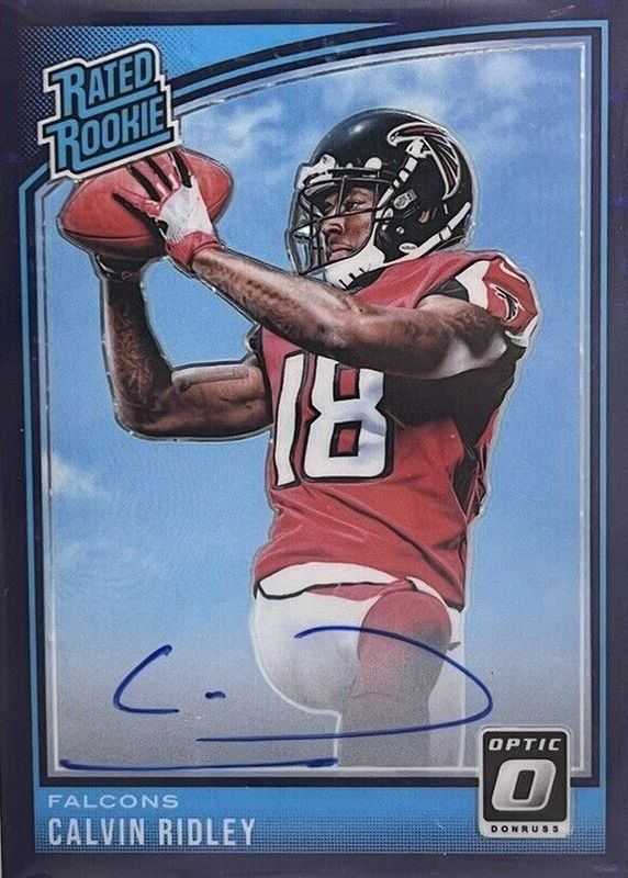 Calvin Ridley 2018 Optic #161 Rated Rookie Autographs - Purple Stars /50 PSA 10